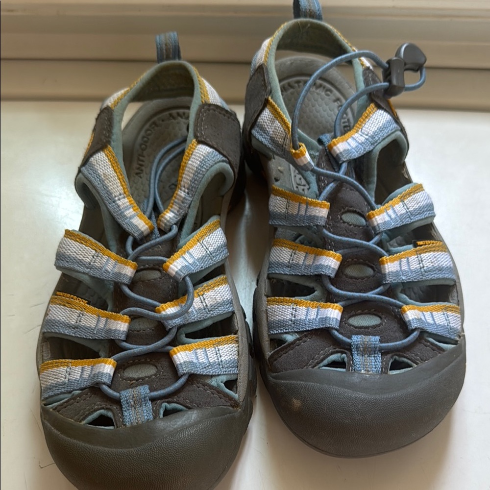 Keen Gray and Blue Sport Sandals with Toe Protection